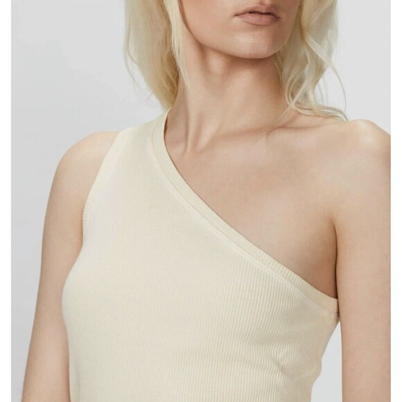 Lanston Revolve Declan One Shoulder Tank Top Butter Ribbed Stretch Womens XS NWT - Picture 1 of 10